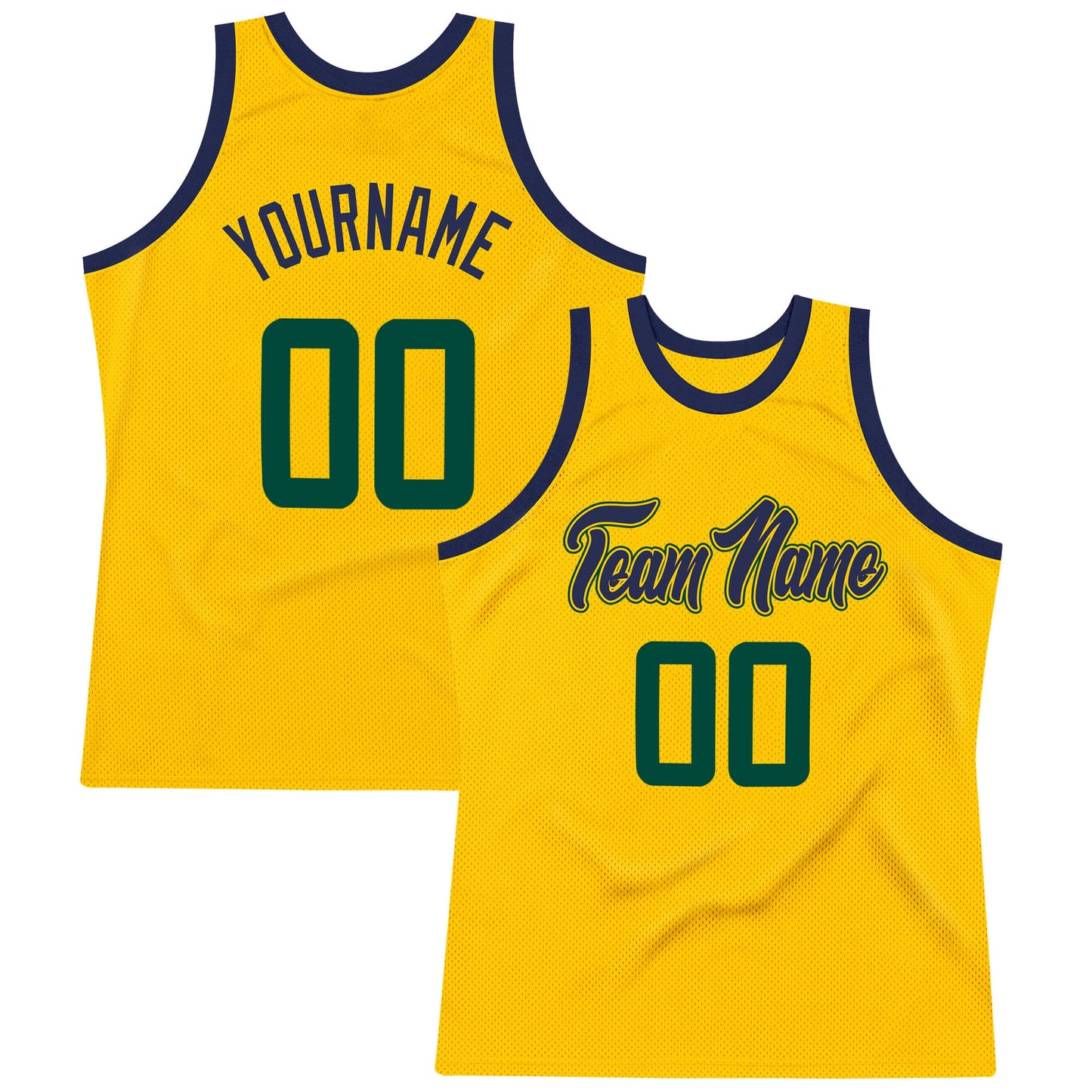 Custom Gold Hunter Green-Navy Authentic Throwback Basketball Jersey - Sky-Custom