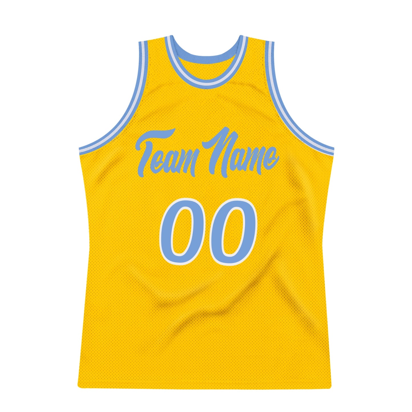 Custom Gold Light Blue-White Authentic Throwback Basketball Jersey - Sky-Custom