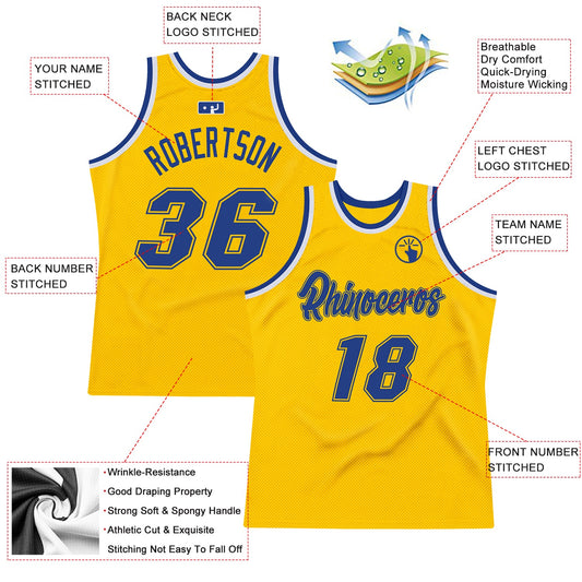 Custom Gold Royal-White Authentic Throwback Basketball Jersey - Sky-Custom