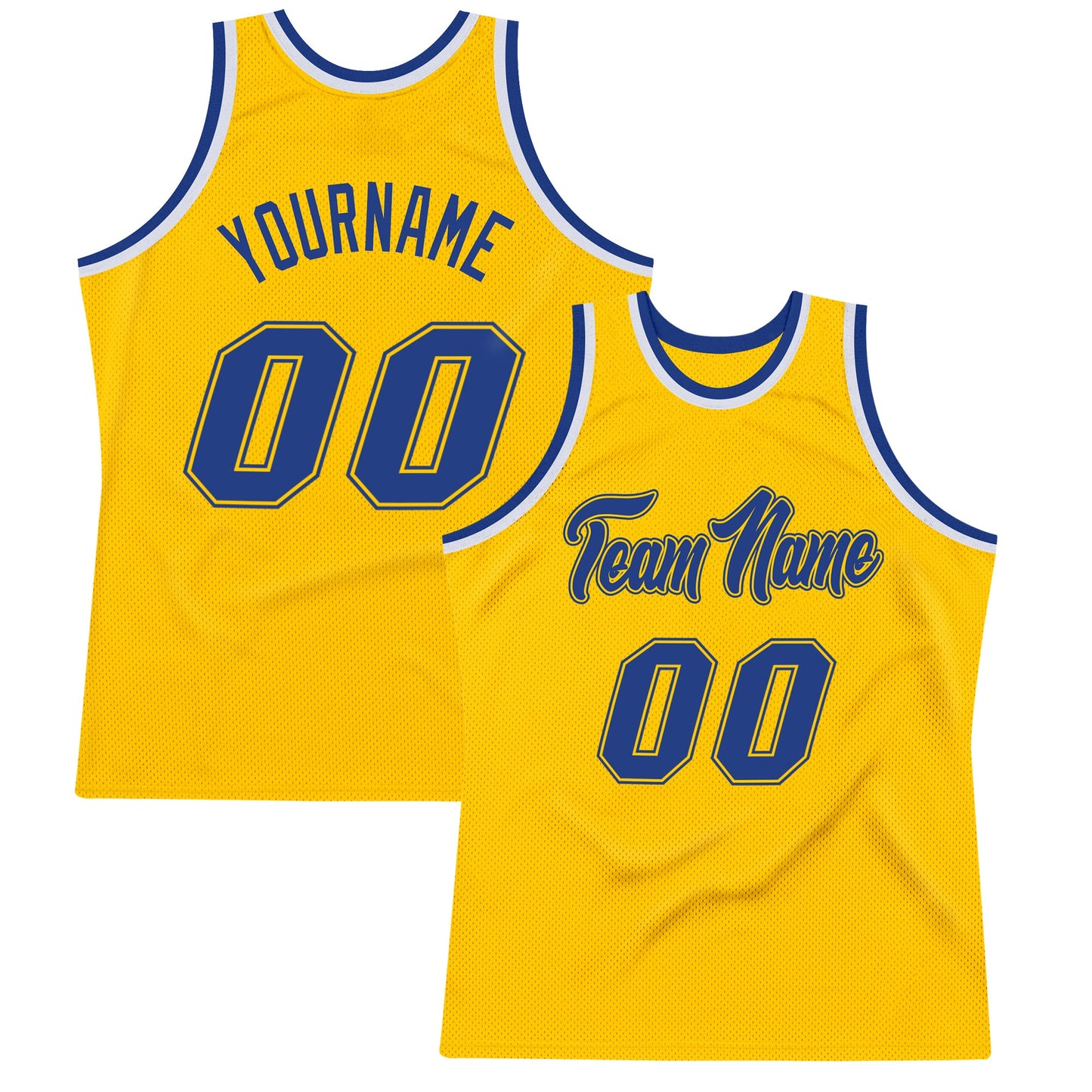 Custom Gold Royal-White Authentic Throwback Basketball Jersey - Sky-Custom
