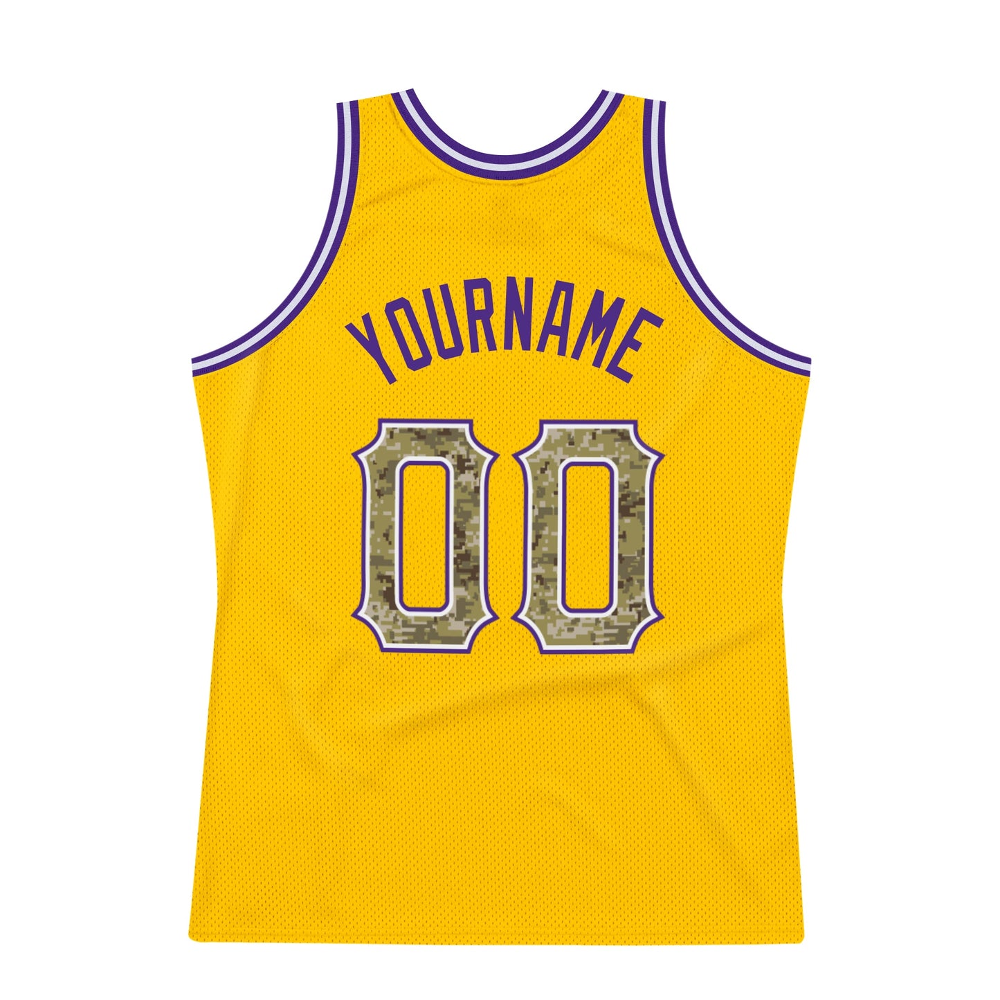 Custom Gold Camo-Purple Authentic Throwback Basketball Jersey - Sky-Custom