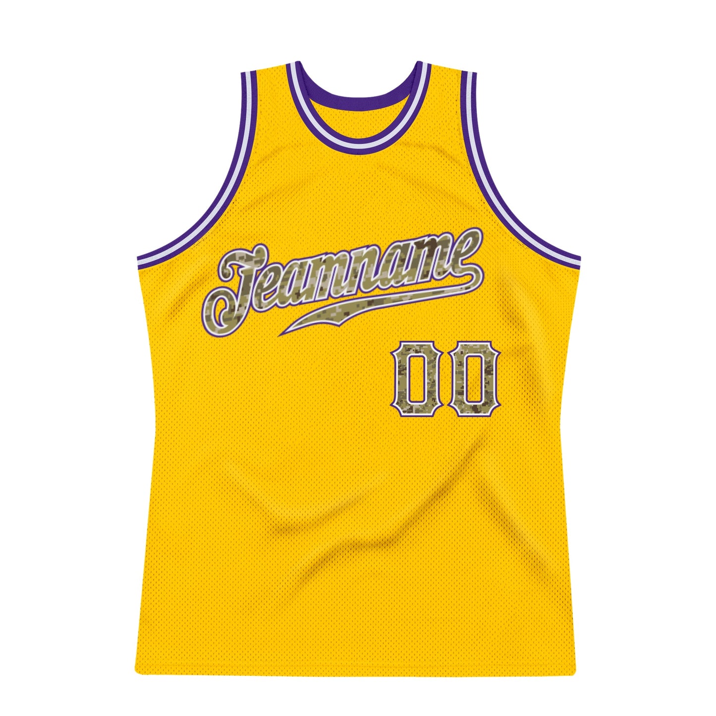Custom Gold Camo-Purple Authentic Throwback Basketball Jersey - Sky-Custom