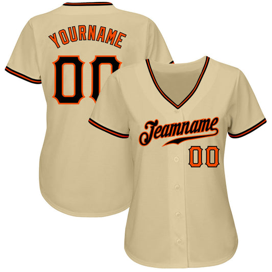 Custom Sand Black-Orange Authentic Baseball Jersey - Sky-Custom