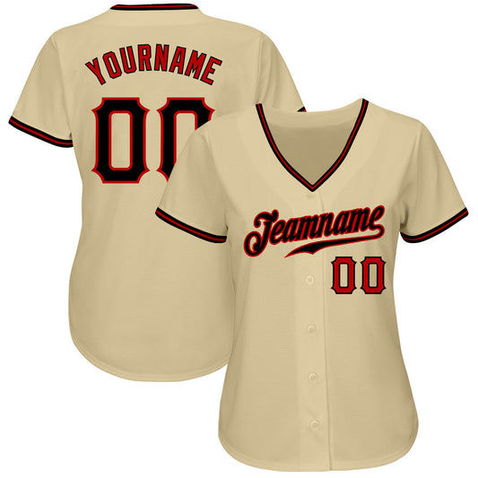 Custom Sand Black-Red Authentic Baseball Jersey - Sky-Custom