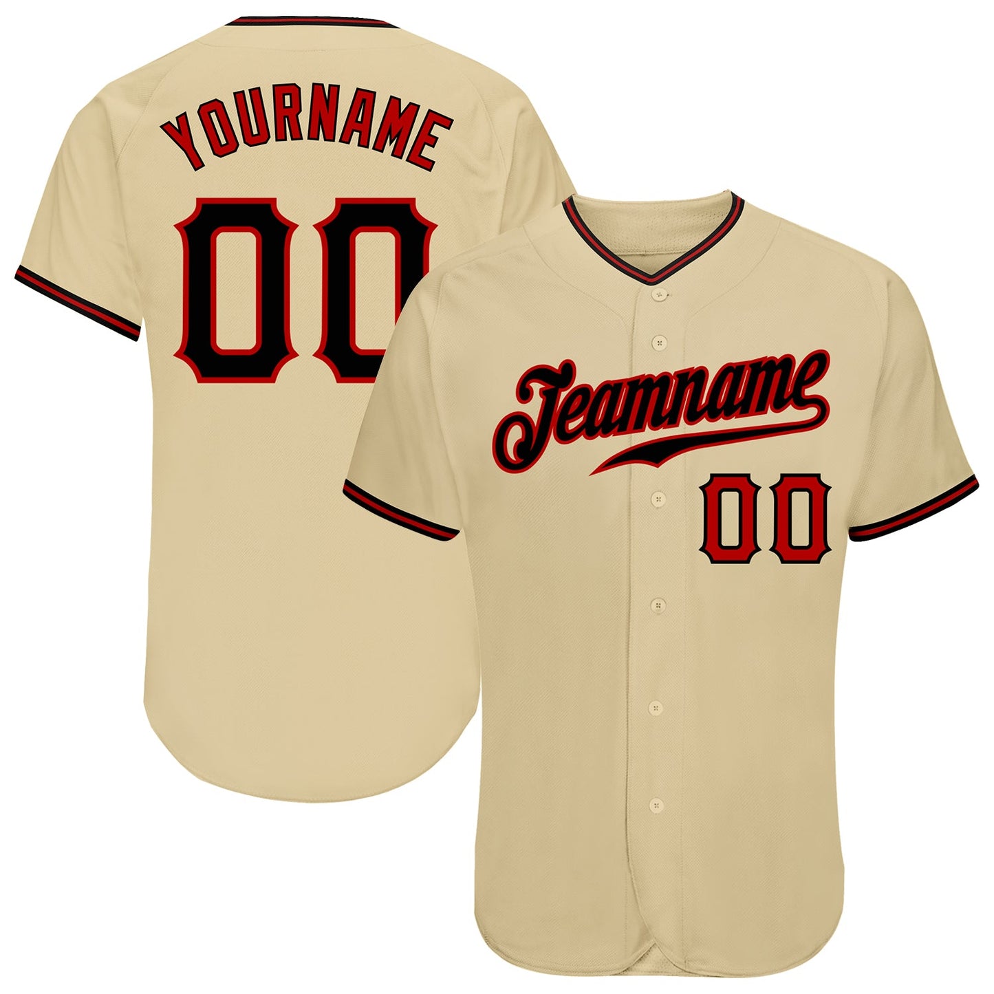 Custom Sand Black-Red Authentic Baseball Jersey - Sky-Custom