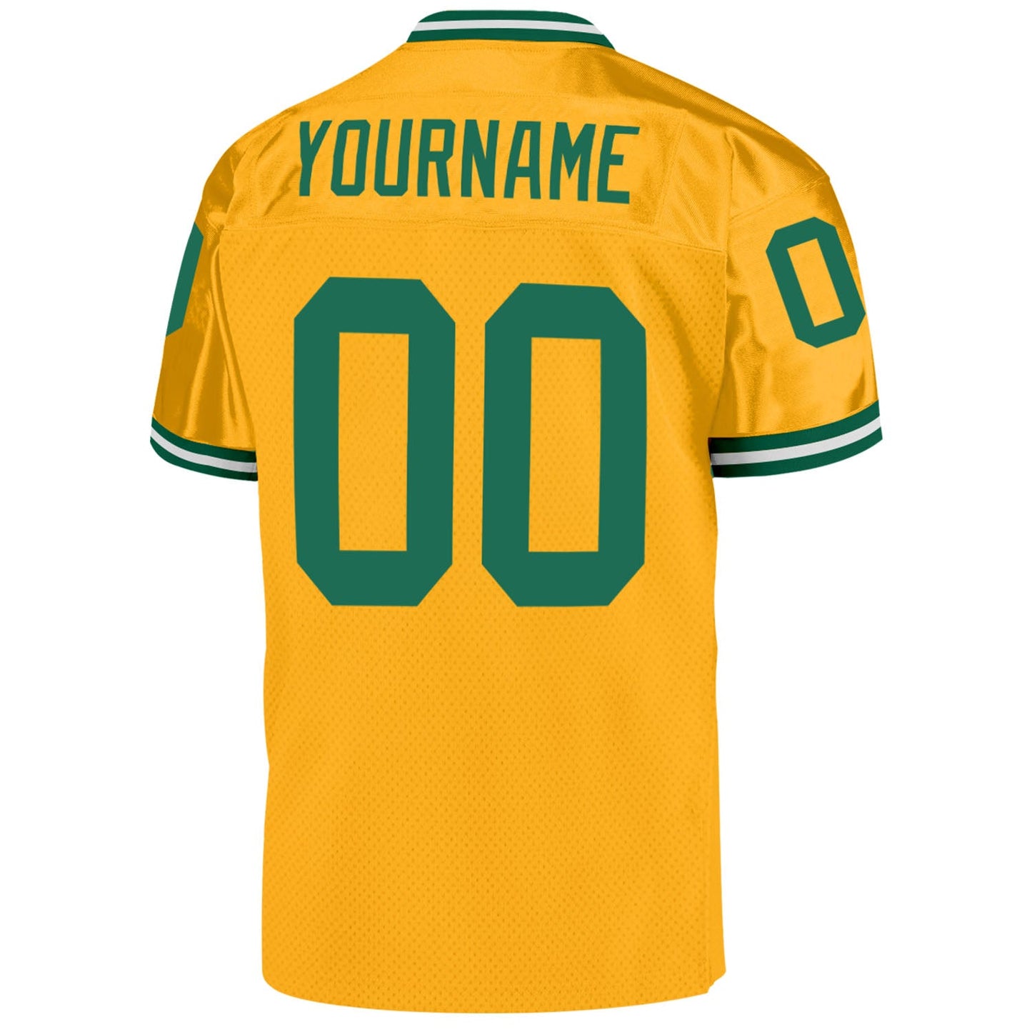 Custom Gold Kelly Green-White Mesh Authentic Throwback Football Jersey - Sky-Custom
