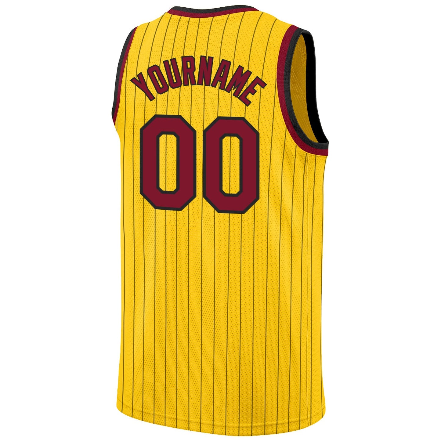 Custom Gold Black Pinstripe Maroon-Black Authentic Basketball Jersey - Sky-Custom