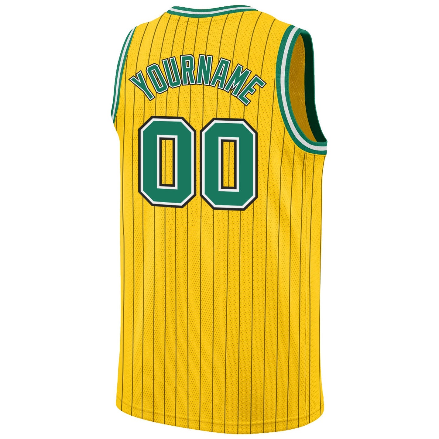 Custom Gold Black Pinstripe Kelly Green-White Authentic Basketball Jersey - Sky-Custom