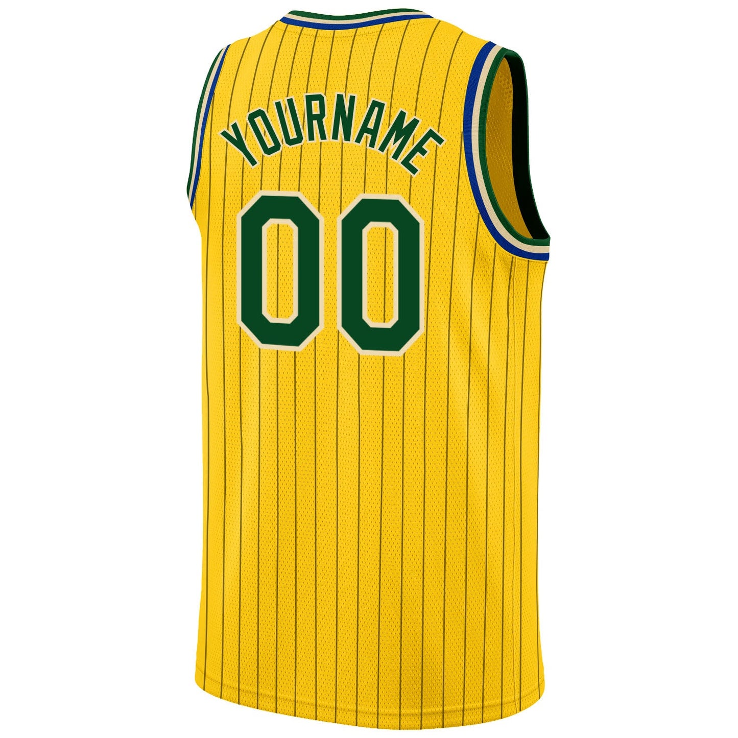 Custom Gold Black Pinstripe Green-Cream Authentic Basketball Jersey - Sky-Custom