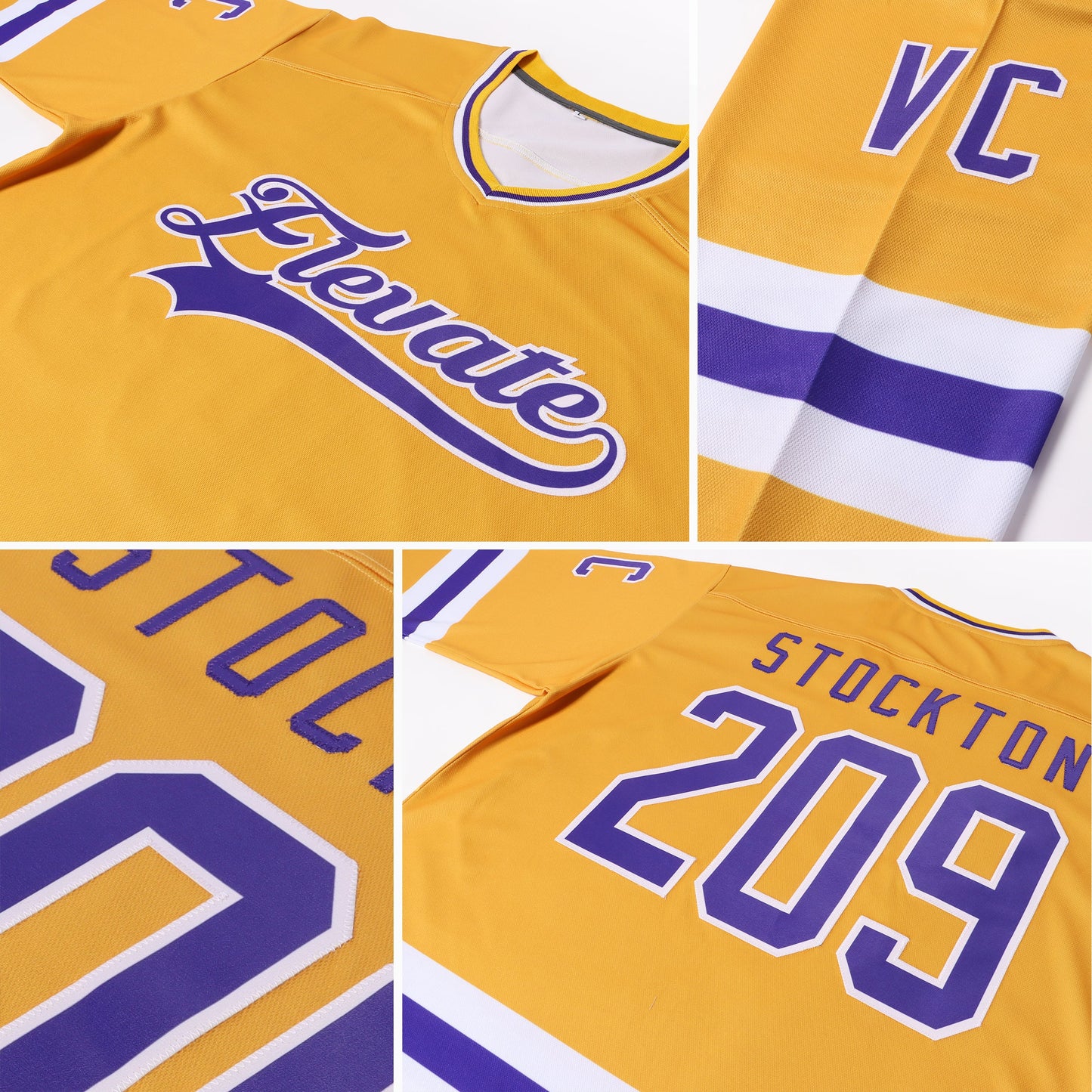 Custom Gold Purple-White Hockey Jersey - Sky-Custom