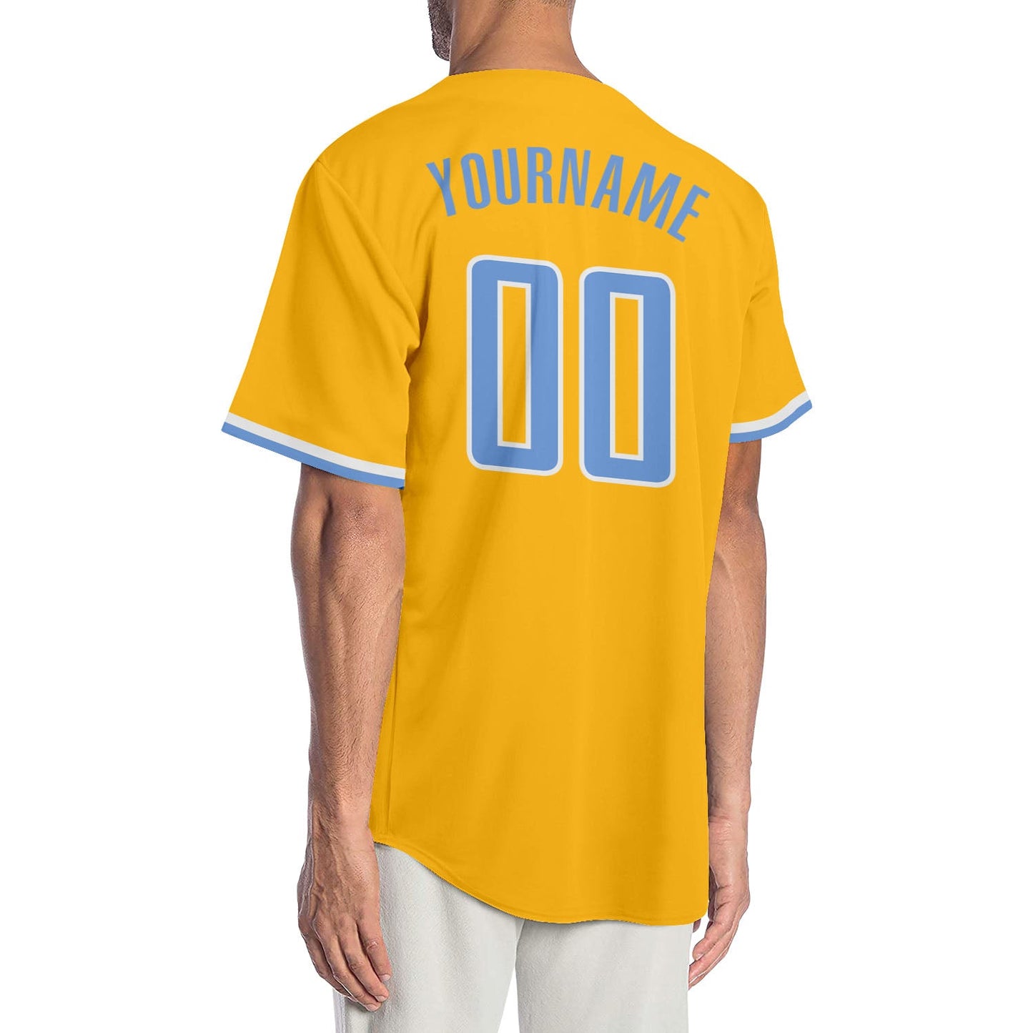 Custom Gold Light Blue-White Authentic Baseball Jersey - Sky-Custom