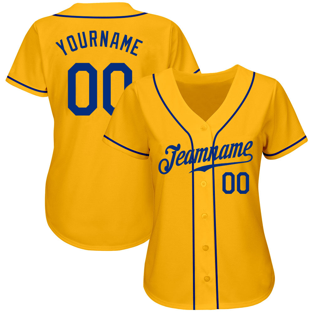 Custom Gold Royal Authentic Baseball Jersey - Sky-Custom