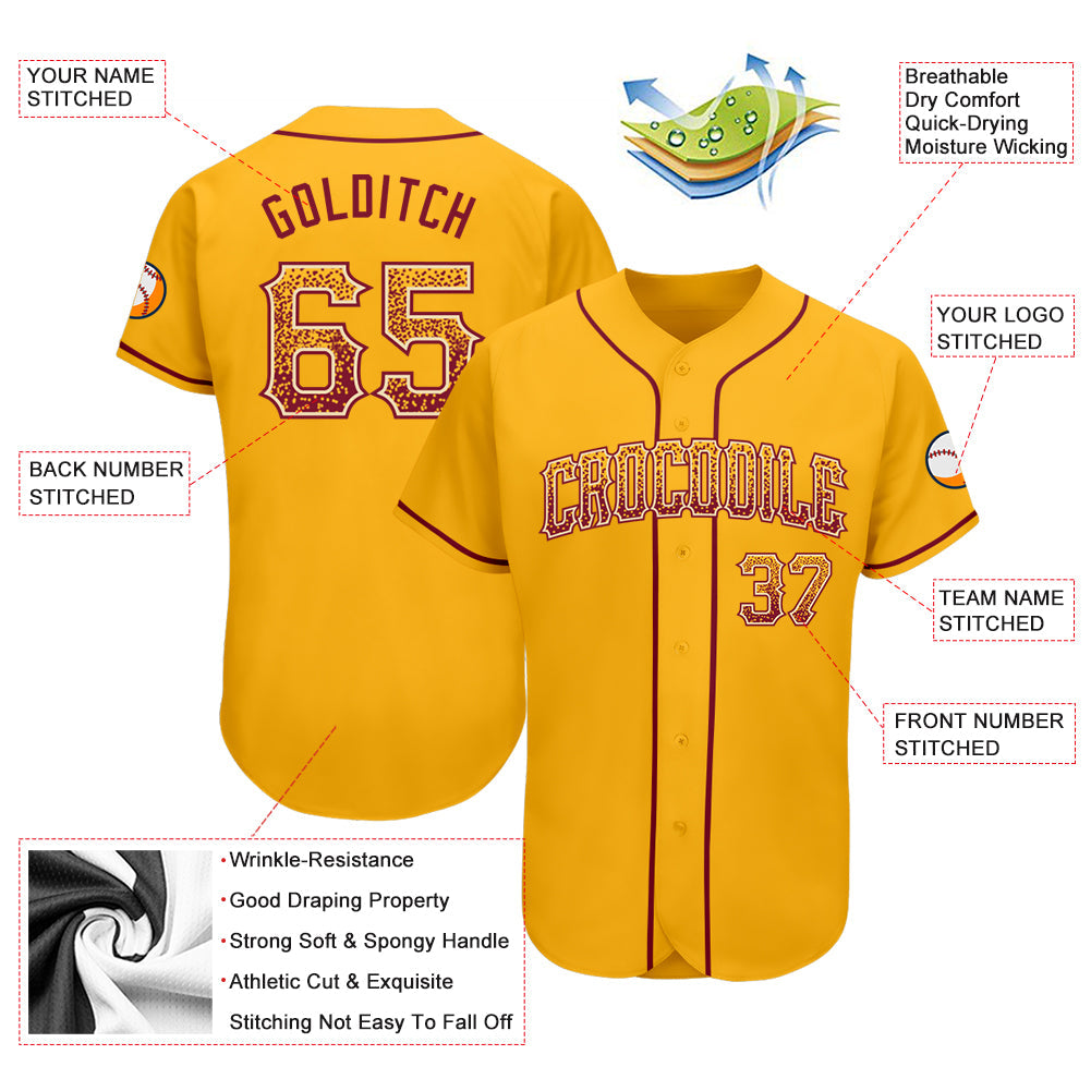Custom Gold Crimson-Cream Authentic Drift Fashion Baseball Jersey - Sky-Custom