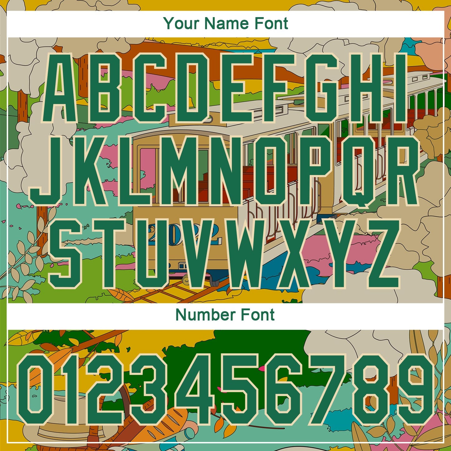 Custom Gold Kelly Green-Cream 3D Pattern Design Train Authentic Baseball Jersey - Sky-Custom