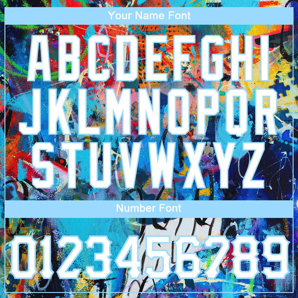 Custom Abstract Graffiti White-Light Blue 3D Authentic Baseball Jersey - Sky-Custom