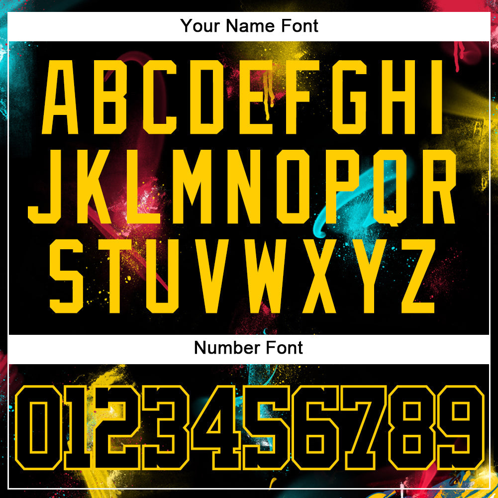 Custom Graffiti Pattern Black-Gold 3D Authentic Baseball Jersey - Sky-Custom