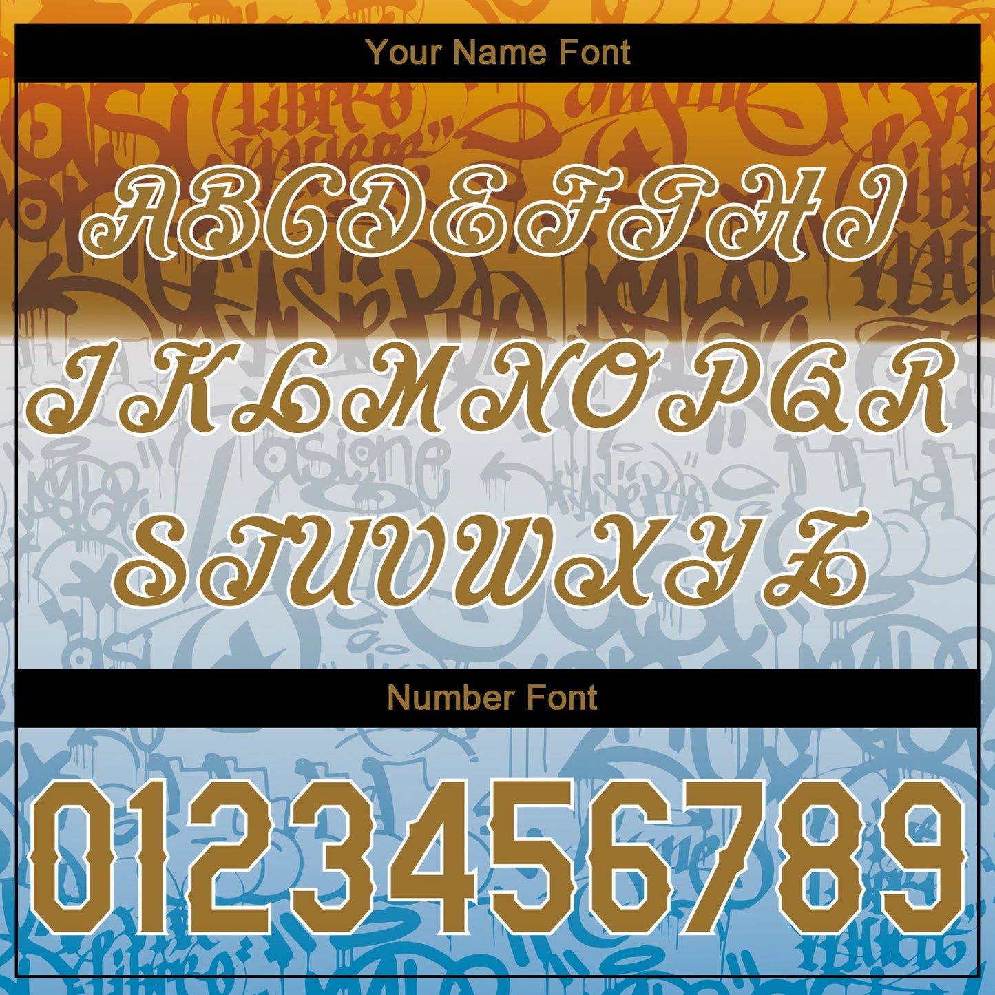 Custom Graffiti Pattern Gold-White 3D Chicano Authentic Baseball Jersey - Sky-Custom