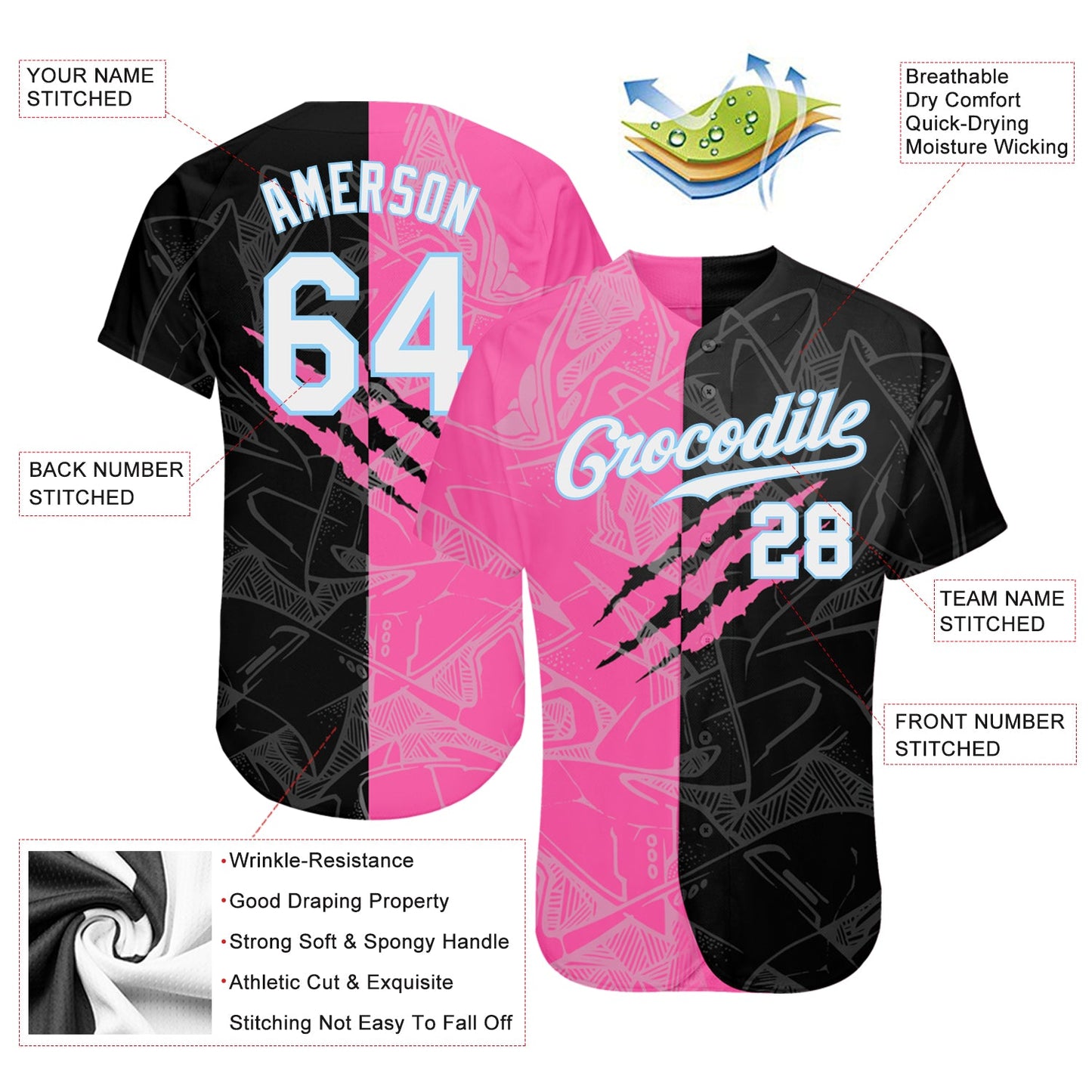 Custom Graffiti Pattern White-Light Blue 3D Authentic Baseball Jersey - Sky-Custom