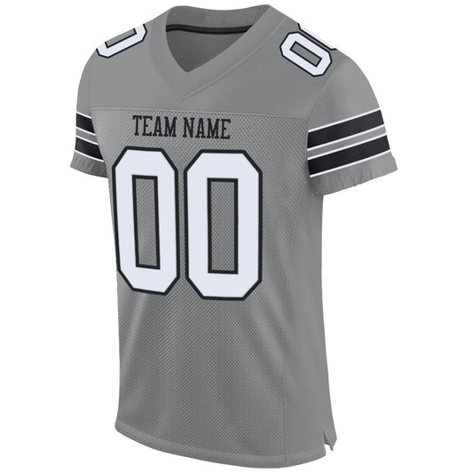 Custom Gray White-Black Mesh Authentic Football Jersey - Sky-Custom