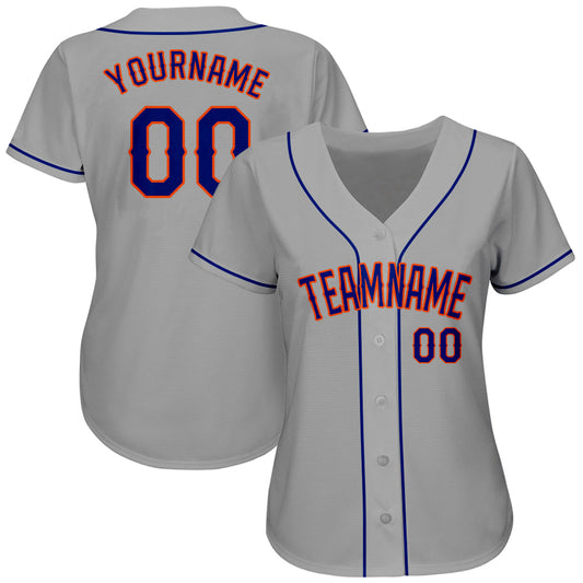 Custom Gray Royal-Orange Authentic Baseball Jersey - Sky-Custom