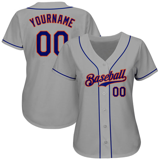 Custom Gray Royal-Orange Authentic Baseball Jersey - Sky-Custom