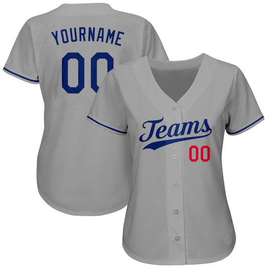 Custom Gray Royal-Red Authentic Baseball Jersey - Sky-Custom