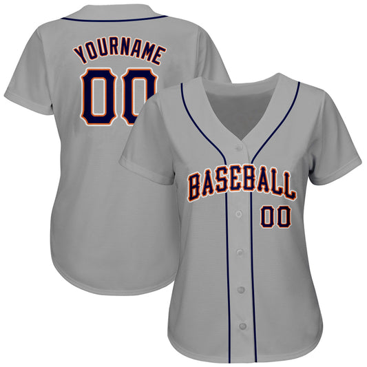 Custom Gray Navy-Orange Authentic Baseball Jersey - Sky-Custom