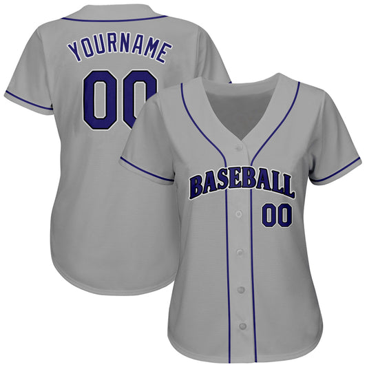 Custom Gray Purple-Black Authentic Baseball Jersey - Sky-Custom