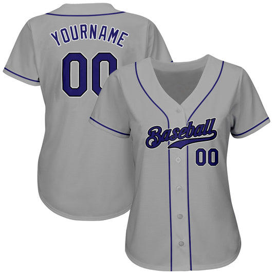 Custom Gray Purple-Black Authentic Baseball Jersey - Sky-Custom