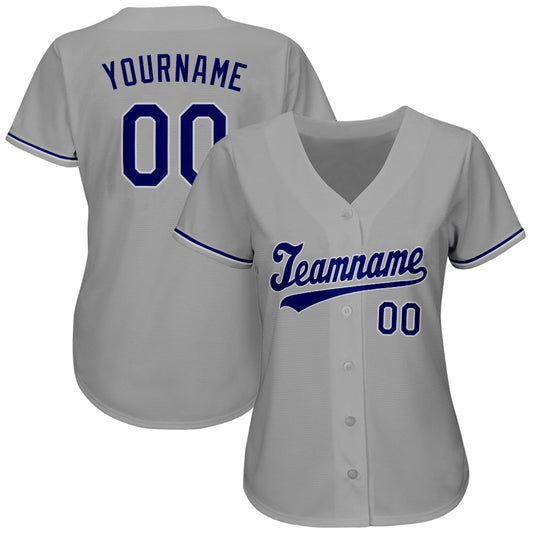 Custom Gray Royal-White Authentic Baseball Jersey - Sky-Custom