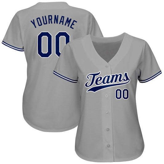 Custom Gray Royal-White Authentic Baseball Jersey - Sky-Custom
