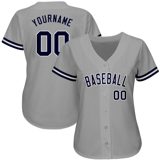 Custom Gray Navy-White Authentic Baseball Jersey - Sky-Custom