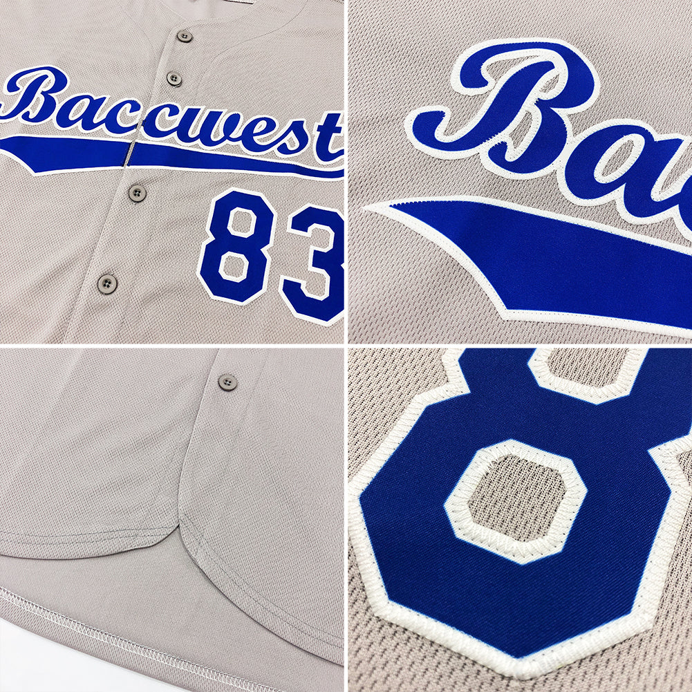 Custom Gray Navy-White Authentic Baseball Jersey - Sky-Custom