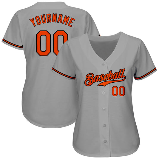 Custom Gray Orange-Black Authentic Baseball Jersey - Sky-Custom