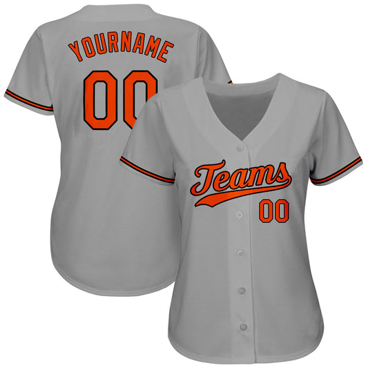 Custom Gray Orange-Black Authentic Baseball Jersey - Sky-Custom