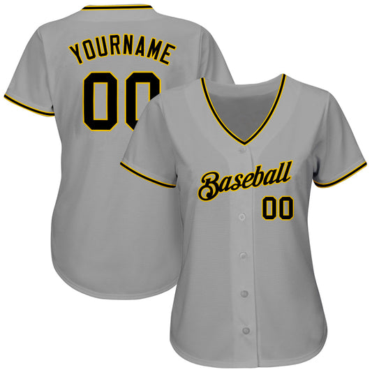 Custom Gray Black-Gold Authentic Baseball Jersey - Sky-Custom