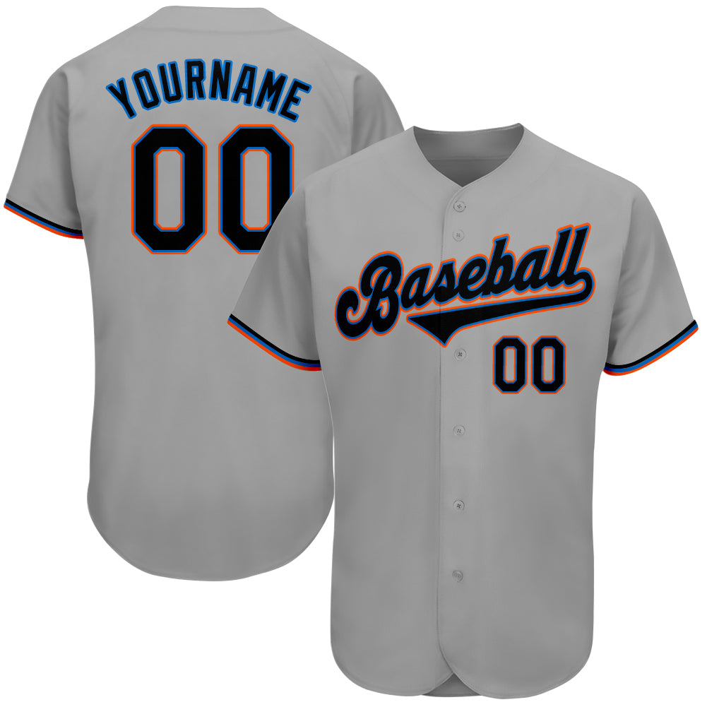 Custom Gray Black-Light Blue Authentic Baseball Jersey - Sky-Custom