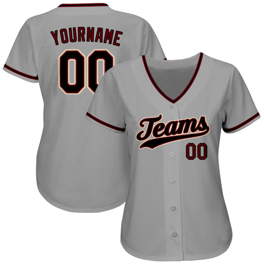 Custom Gray Black-Crimson Authentic Baseball Jersey - Sky-Custom