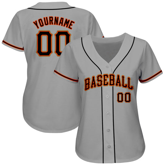 Custom Gray Black-Orange Authentic Baseball Jersey - Sky-Custom