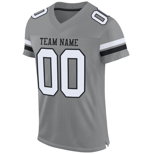 Custom Gray White-Black Mesh Authentic Football Jersey - Sky-Custom