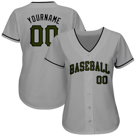 Custom Gray Olive-Black Authentic Memorial Day Baseball Jersey - Sky-Custom