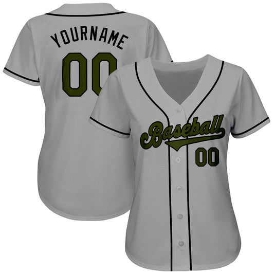 Custom Gray Olive-Black Authentic Memorial Day Baseball Jersey - Sky-Custom