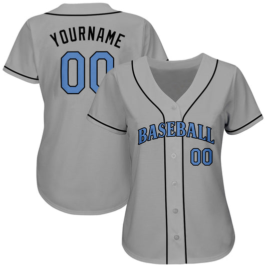 Custom Gray Light Blue-Black Authentic Father's Day Baseball Jersey - Sky-Custom