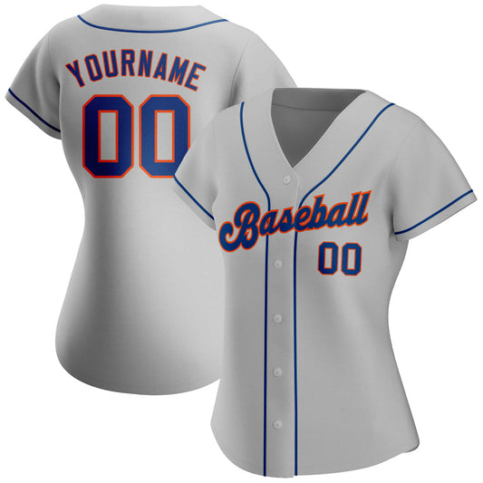 Custom Gray Royal-Orange Authentic Baseball Jersey - Sky-Custom