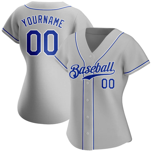 Custom Gray Royal-White Authentic Baseball Jersey - Sky-Custom