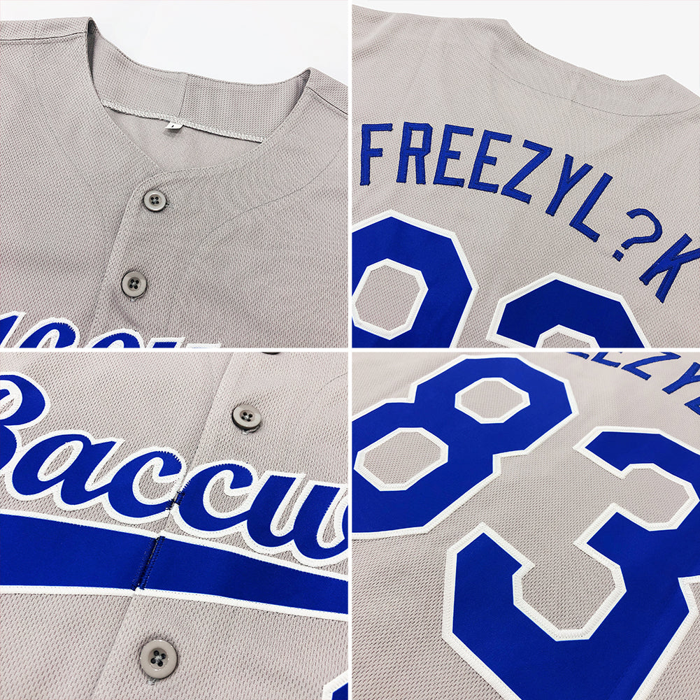 Custom Gray Royal-White Authentic Baseball Jersey - Sky-Custom