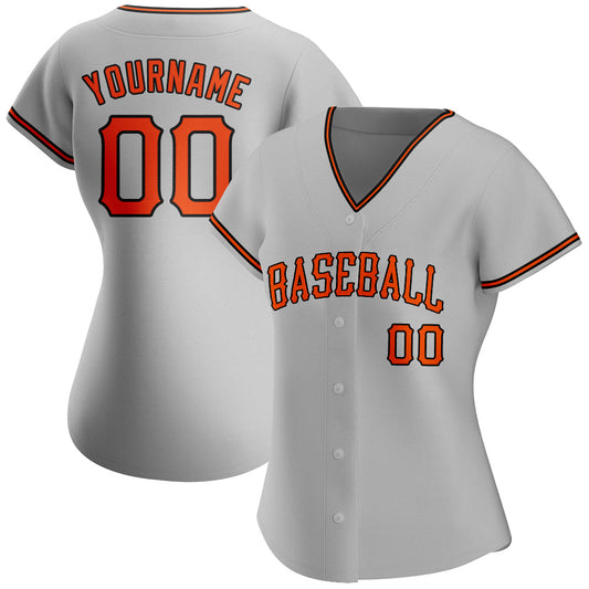 Custom Gray Orange-Black Authentic Baseball Jersey - Sky-Custom