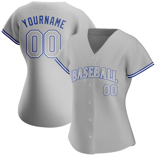 Custom Gray Gray Royal Authentic Baseball Jersey - Sky-Custom