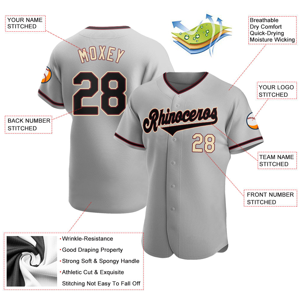 Custom Gray Black-City Cream Authentic Baseball Jersey - Sky-Custom