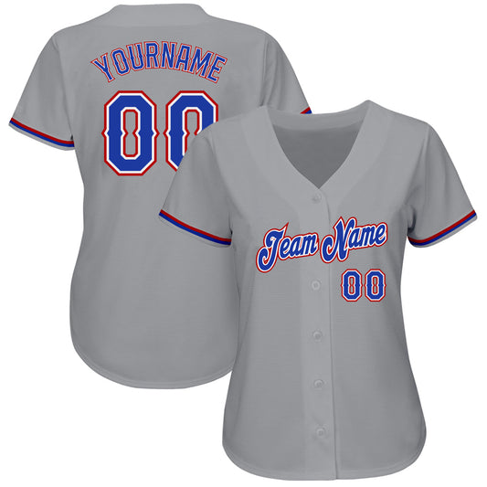 Custom Gray Royal-Red Authentic Baseball Jersey - Sky-Custom